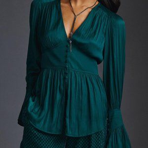 Anthropologie Dark Green Top